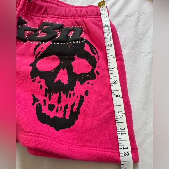 Broken Promises Faceless Pink Rhinestone Skull Hoodie & Shorts Set Size Medium - Picture 11 of 13